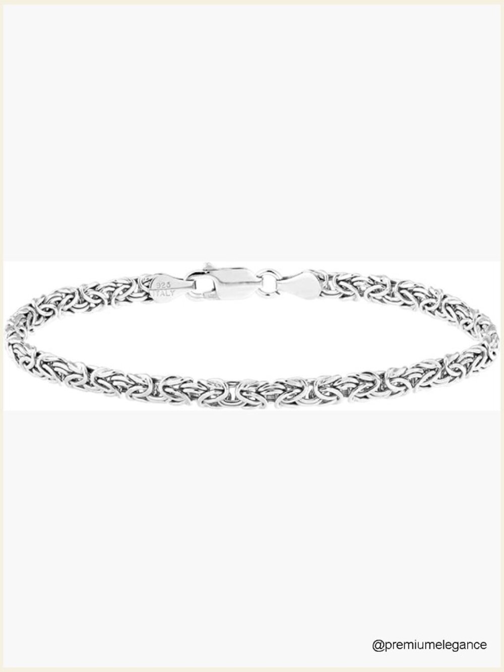 Italian 925 Sterling Silver 4mm Flat Byzantine Link Chain Bracelet